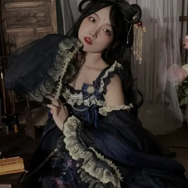 [BUNJANG] Zhongbu Hanfu Lolita Dress / 중브 한푸로리타 원피스 고스펑크 지뢰 멘헤라