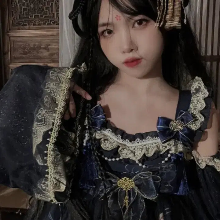 [BUNJANG] Zhongbu Hanfu Lolita Dress / 중브 한푸로리타 원피스 고스펑크 지뢰 멘헤라