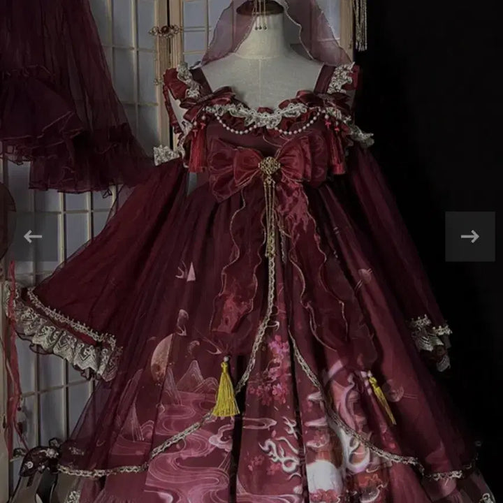 [BUNJANG] Zhongbu Hanfu Lolita Dress / 중브 한푸로리타 원피스 고스펑크 지뢰 멘헤라