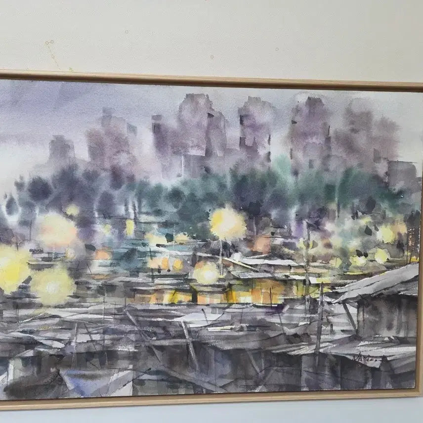 [BUNJANG] Watercolor Painting Cityscape Framed Art / 수채화 그림 액자 도시 풍경