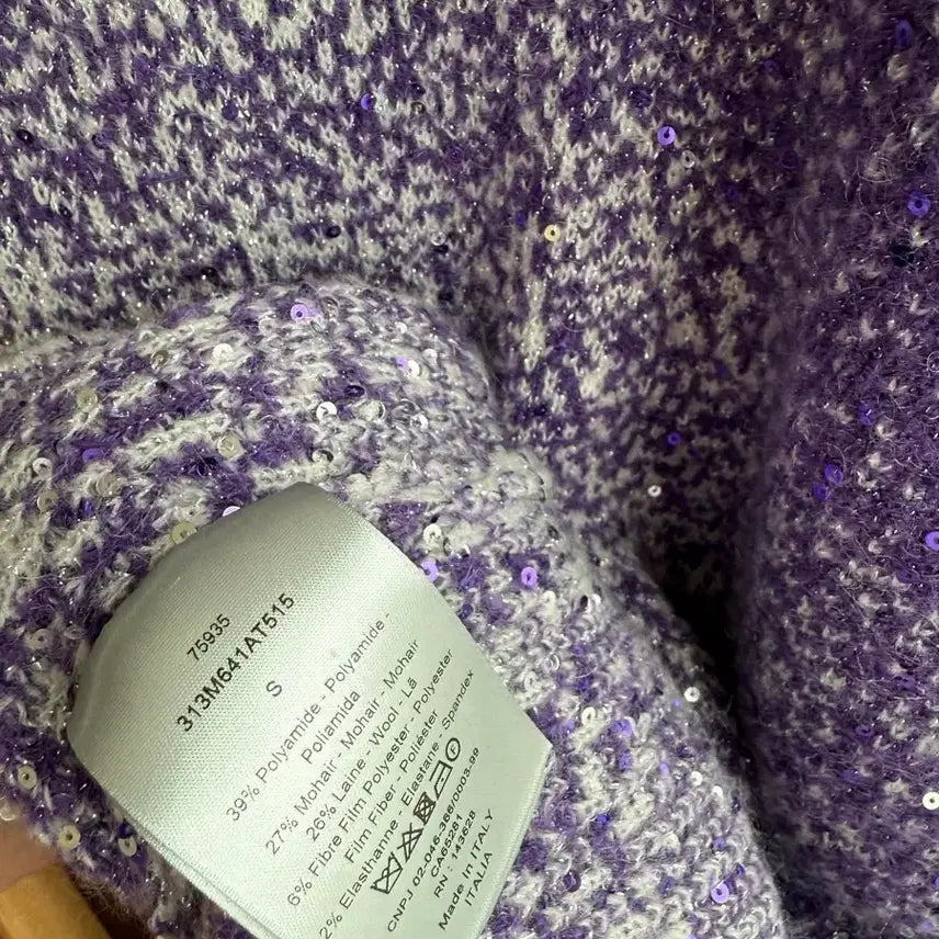 [BUNJANG] Dior Sequin Knit Sweater Purple Size S / 디올 스팽글 퍼플 니트 S