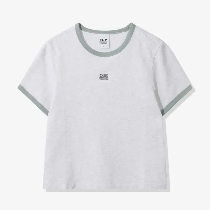 [BUNJANG] Codegraphy Small Square Embroidered Logo Ringer Short Sleeve T-Shirt - Mélange Grey / 코드그라피 스몰 스퀘어 자수 로고 링거 반소매 티셔츠-멜란지 그레이 M