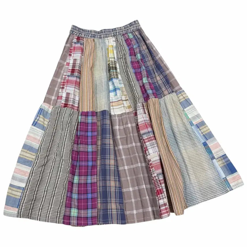 [BUNJANG] Vintage Mori Girl Patchwork Long Skirt / 빈티지 모리걸 패치워크 롱 스커트 치마