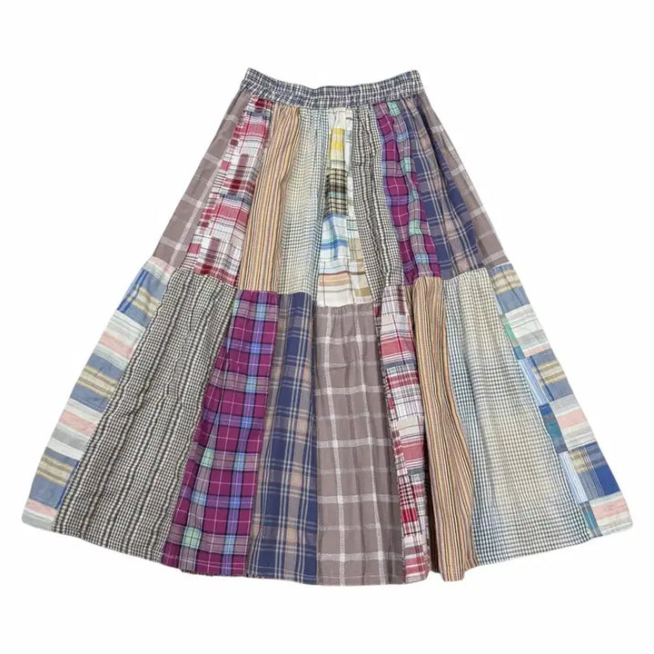 [BUNJANG] Vintage Mori Girl Patchwork Long Skirt / 빈티지 모리걸 패치워크 롱 스커트 치마
