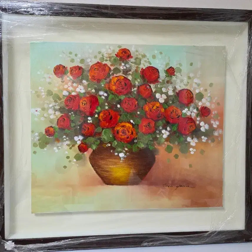 [BUNJANG] Oil Painting Rose Flower Framed Art / 유화 장미꽃 그림 액자