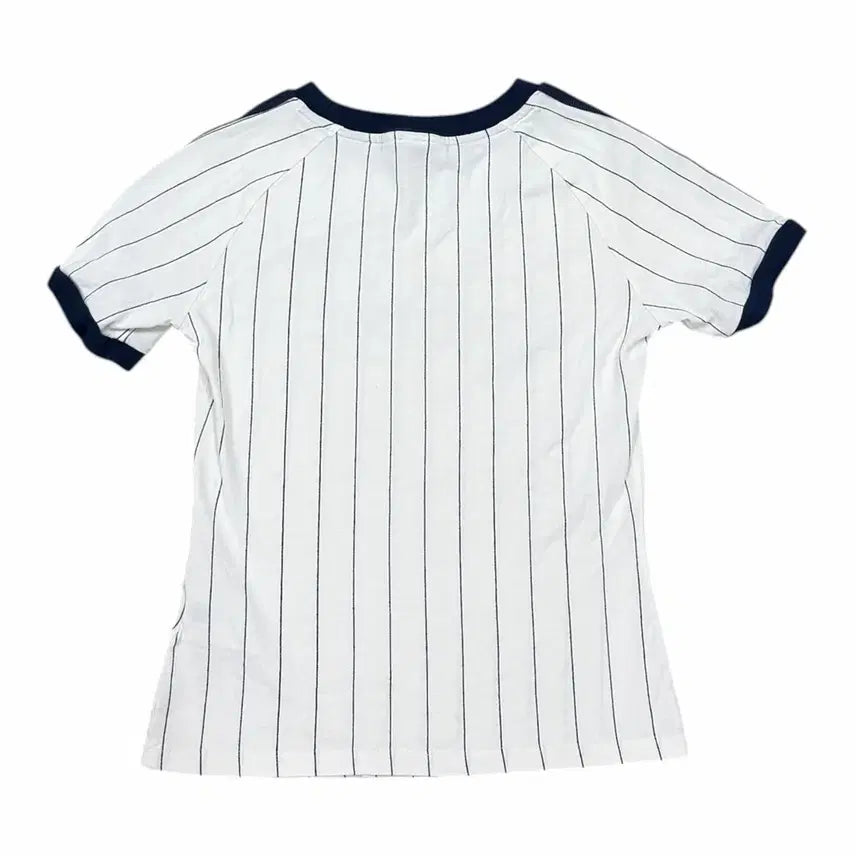 [BUNJANG] Adidas Linear Calli Graphic Stripe Short Sleeve T-Shirt White Navy S / 아디다스 딱붙핏 리니어 캘리 그래픽 스트라이프 반팔 화이트 네이비 S