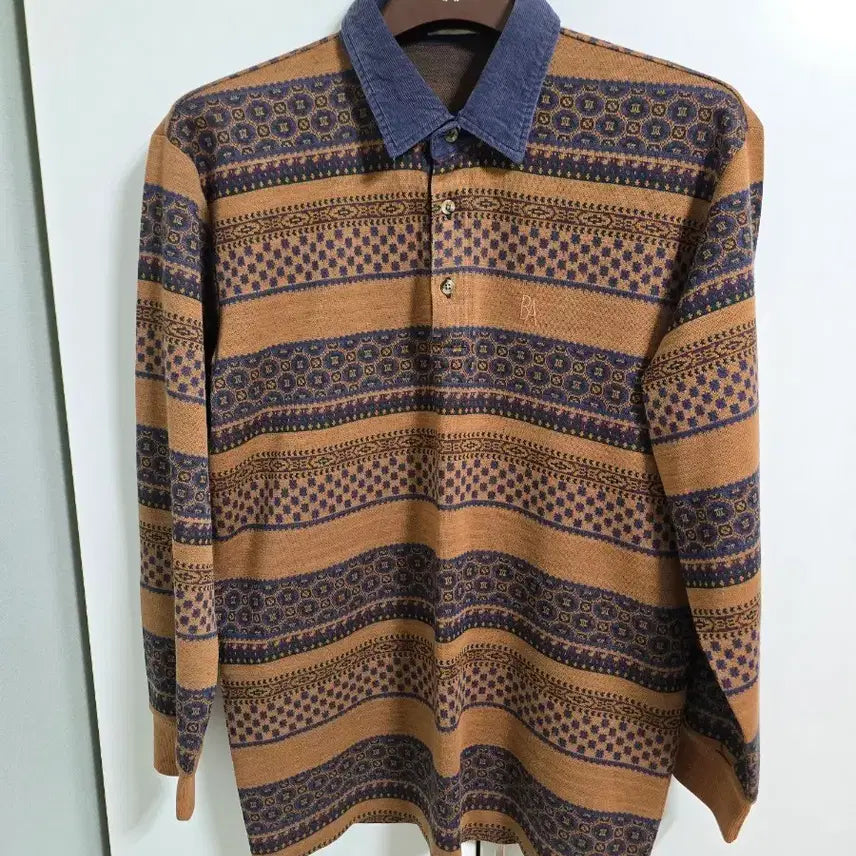 [BUNJANG] Bang Bang Pattern Long Sleeve Polo Shirt Size 105 / 뱅뱅 패턴 긴팔 카라 티셔츠 105