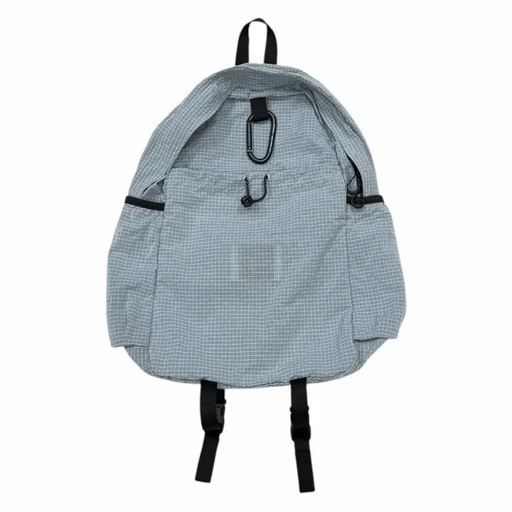 [BUNJANG] Memogarden Nylon Check Ripple Leaf Cement Backpack / 에메모가든 나일론 체크 리플 리프 시멘트 백팩 가방 075