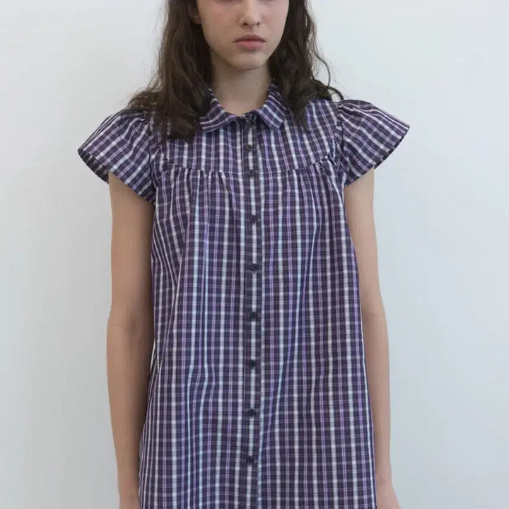[BUNJANG] Enjoublues Check Cap Sleeve Shirt Short Sleeve Shirt / 새상품)엔조블루스 체크 캡슬리브 셔츠 반팔셔츠