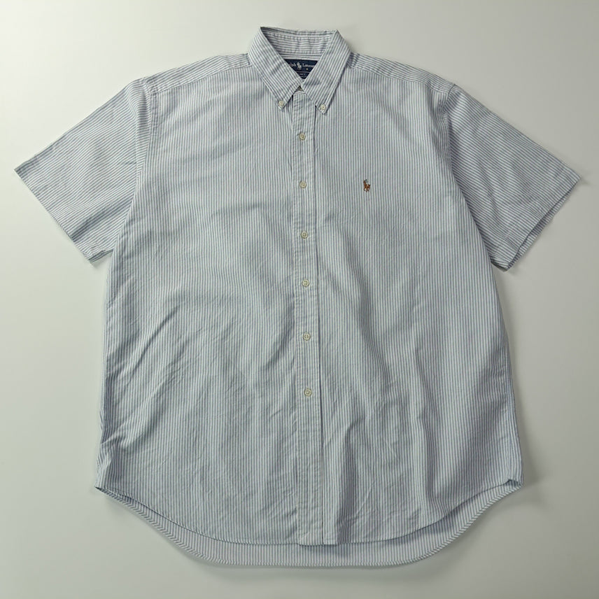 [BUNJANG] Polo Ralph Lauren 90s Blake Classic Blue Stripe Short Sleeve Shirt (L) / CK662 L 폴로 90s 클래식 블루 스트라이프 반팔 셔츠 남방