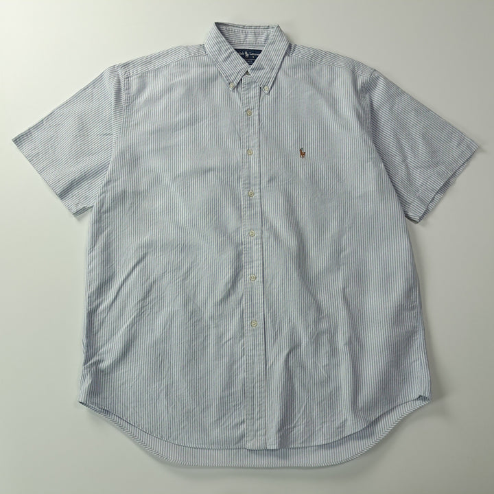 [BUNJANG] Polo Ralph Lauren 90s Blake Classic Blue Stripe Short Sleeve Shirt (L) / CK662 L 폴로 90s 클래식 블루 스트라이프 반팔 셔츠 남방