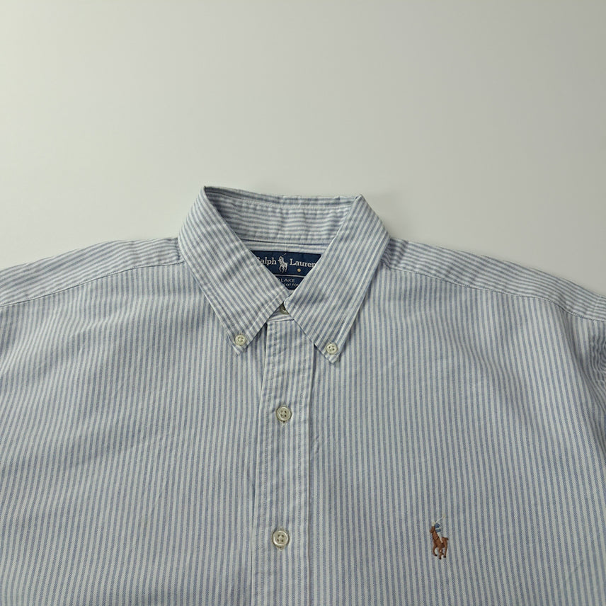 [BUNJANG] Polo Ralph Lauren 90s Blake Classic Blue Stripe Short Sleeve Shirt (L) / CK662 L 폴로 90s 클래식 블루 스트라이프 반팔 셔츠 남방