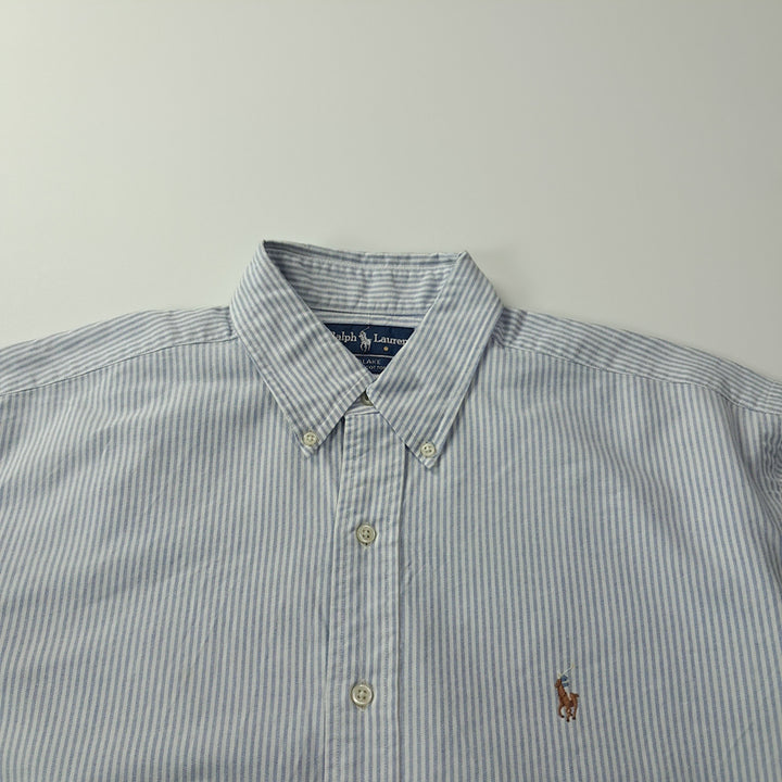 [BUNJANG] Polo Ralph Lauren 90s Blake Classic Blue Stripe Short Sleeve Shirt (L) / CK662 L 폴로 90s 클래식 블루 스트라이프 반팔 셔츠 남방