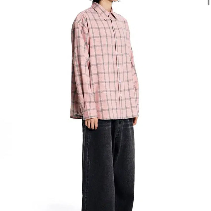 [BUNJANG] Filuminate Rhombus Tartan Check Shirt - Pink / 필루미네이트 롬버스 타탄 체크 셔츠-핑크 남여공용