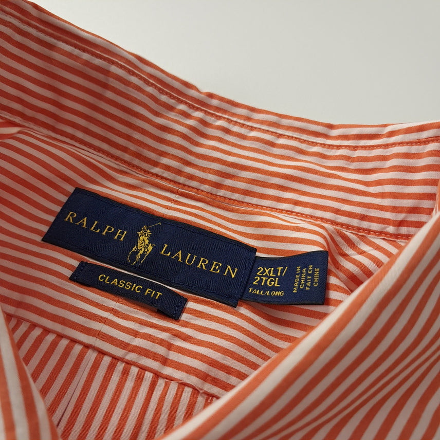 [BUNJANG] Polo Ralph Lauren 2XLT Orange Stripe Button-Down Shirt / CK668 2XLT 폴로 00s 오렌지 스트라이프 셔츠 남방