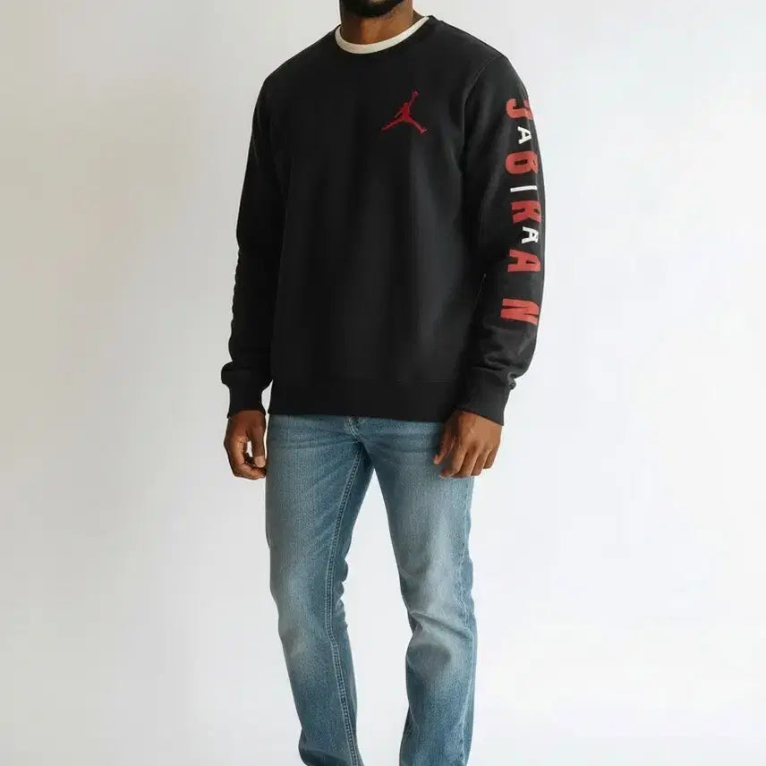 [BUNJANG] Jordan Black Fleece Sweatshirt / 조던 블랙 기모 맨투맨 티셔츠