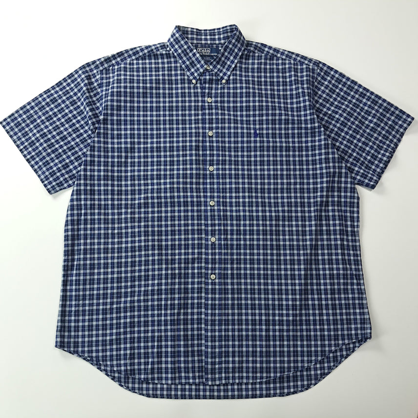 [BUNJANG] Polo Ralph Lauren 90s Blake Fit Small Tartan Check Short Sleeve Shirt Navy XL / CK673 XL 폴로 90s 딥네이비 스몰타탄체크 반팔 셔츠 남방