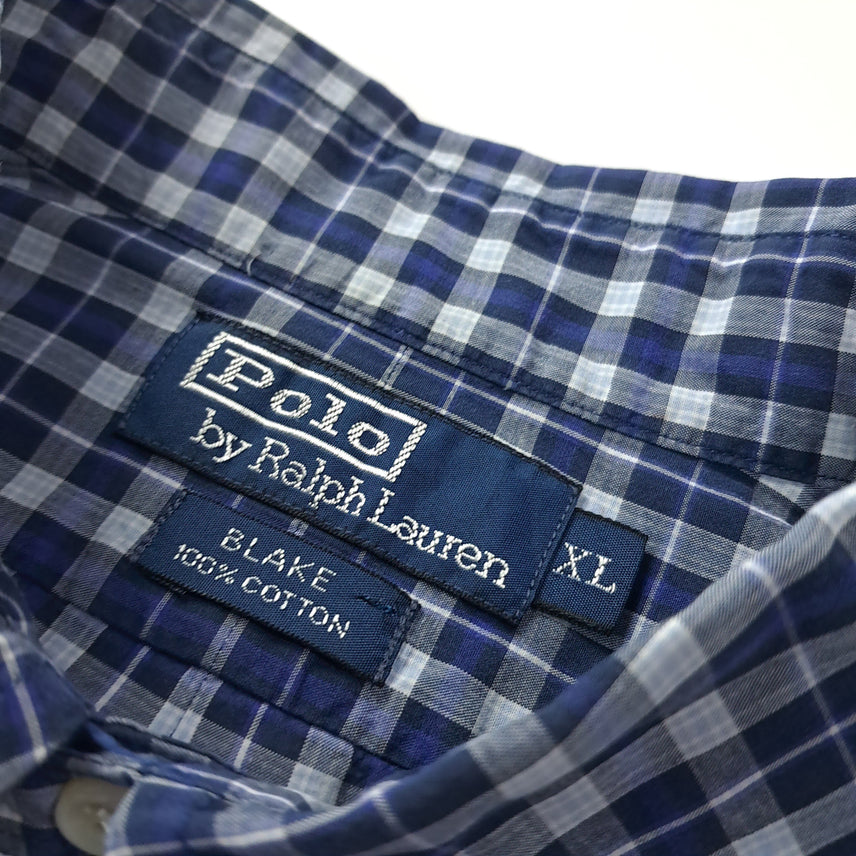 [BUNJANG] Polo Ralph Lauren 90s Blake Fit Small Tartan Check Short Sleeve Shirt Navy XL / CK673 XL 폴로 90s 딥네이비 스몰타탄체크 반팔 셔츠 남방