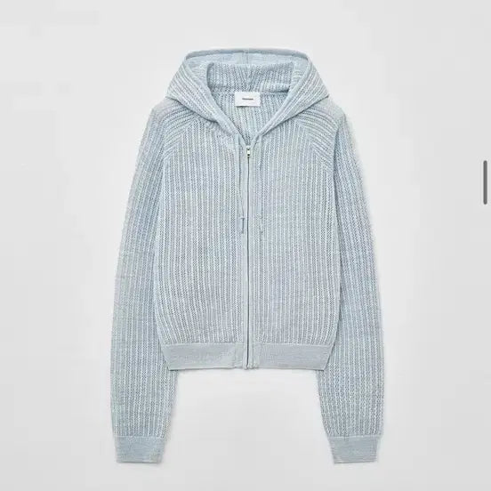 [BUNJANG] Mongdol Summer Knit Hood Zip-Up Light Blue / 몽돌 썸머 니트 후드 집업 라이트블루