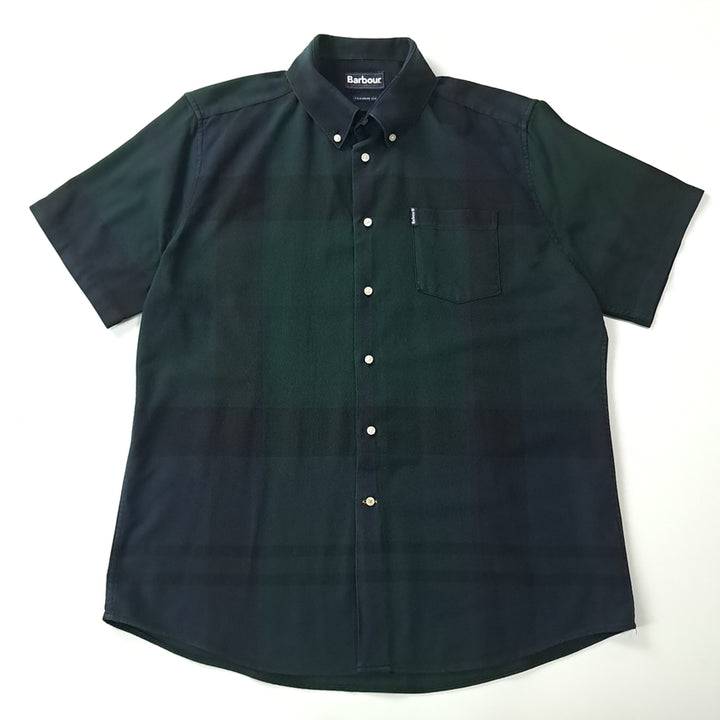 [BUNJANG] Barbour Blackwatch Tartan Plaid Short Sleeve Shirt / CK676 L 바버 클래식 블랙워치 타탄 체크 반팔 셔츠 남방