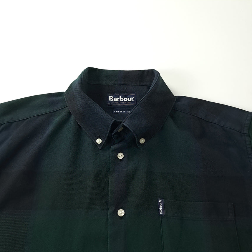 [BUNJANG] Barbour Blackwatch Tartan Plaid Short Sleeve Shirt / CK676 L 바버 클래식 블랙워치 타탄 체크 반팔 셔츠 남방