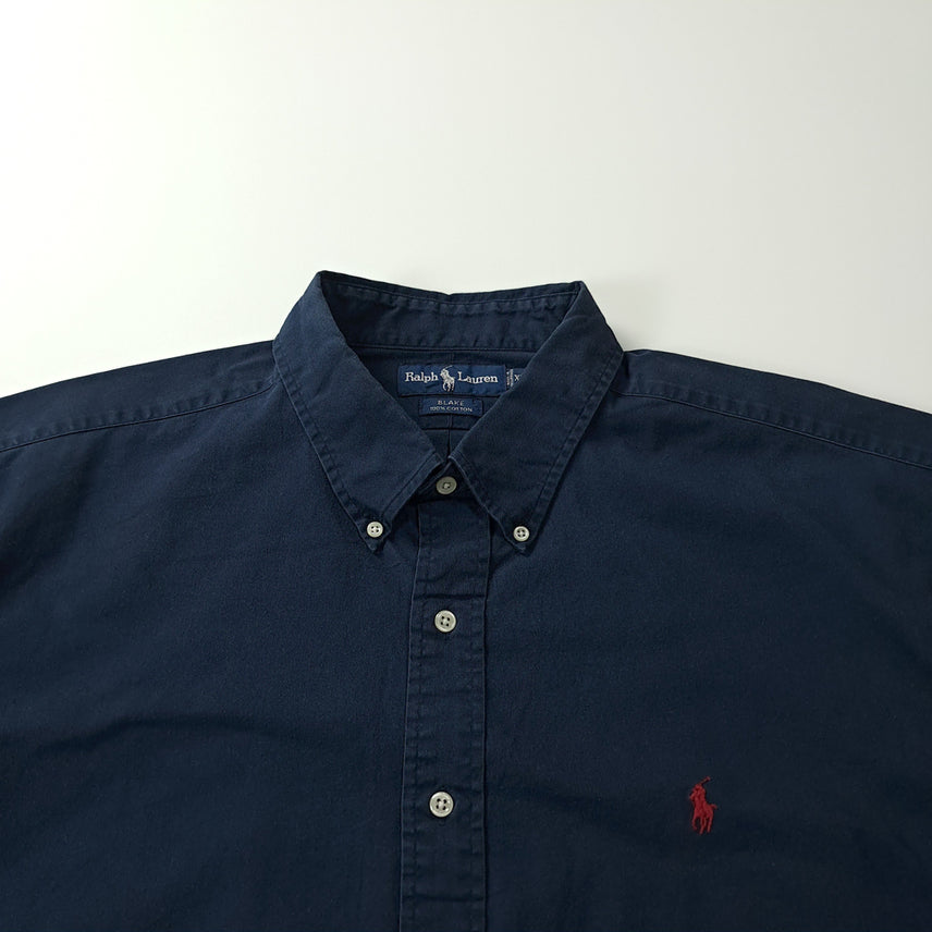 [BUNJANG] Polo Ralph Lauren 90s Blake Fit Navy Red Pony Embroidered Short Sleeve Shirt 2XLT / CK679 2XLT 폴로 90s 네이비 레드포니 반팔 셔츠 남방