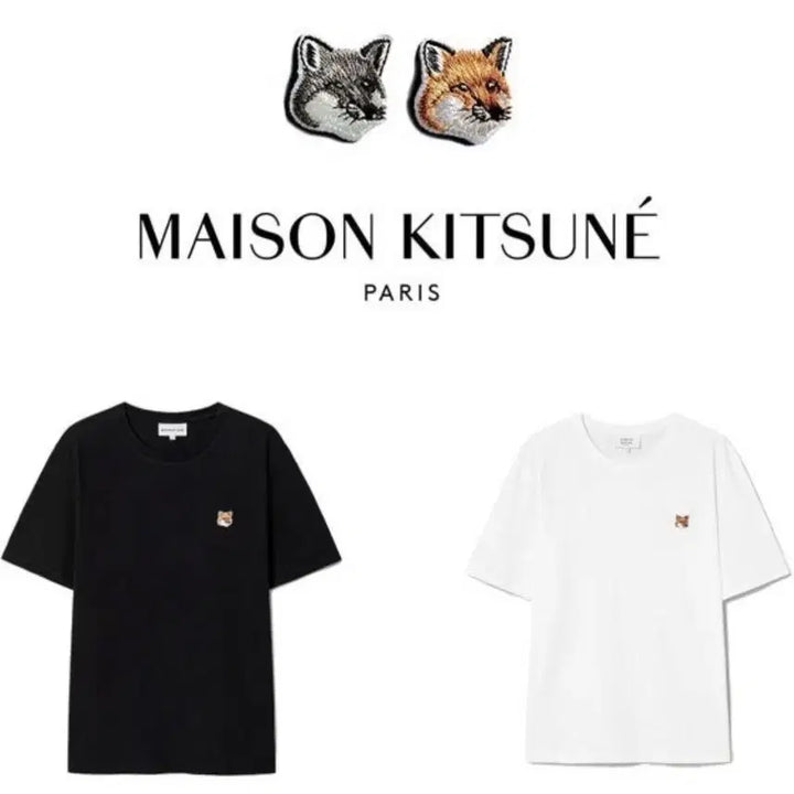 [BUNJANG] Maison Kitsuné Fox Head Short Sleeve T-Shirt (Black/White) / 정품/무료배송) 메종키츠네 폭스헤드 반팔 , 블랙 화이트