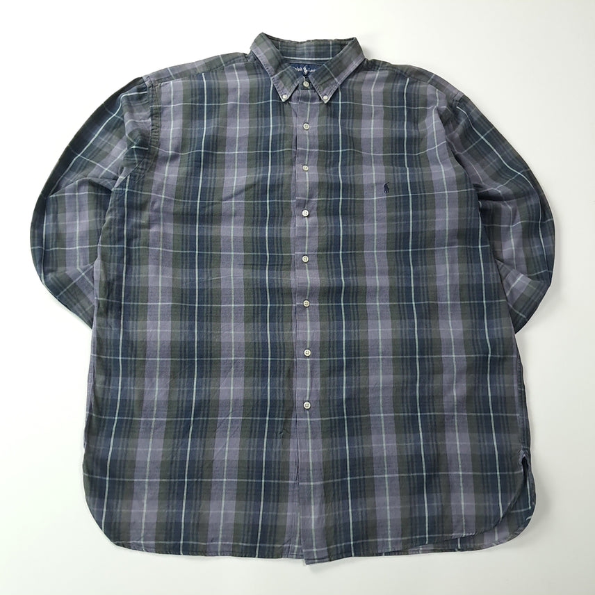 [BUNJANG] Polo 90s Madras Check Dusty Purple Shirt 2XLT / CK680 2XLT 폴로 90s 마드라스 체크 더스티퍼플 셔츠 남방