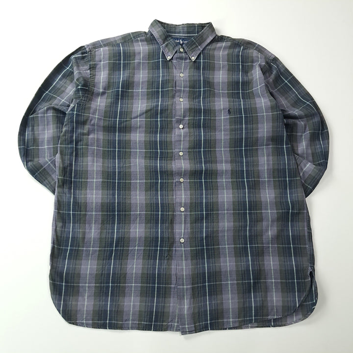[BUNJANG] Polo 90s Madras Check Dusty Purple Shirt 2XLT / CK680 2XLT 폴로 90s 마드라스 체크 더스티퍼플 셔츠 남방