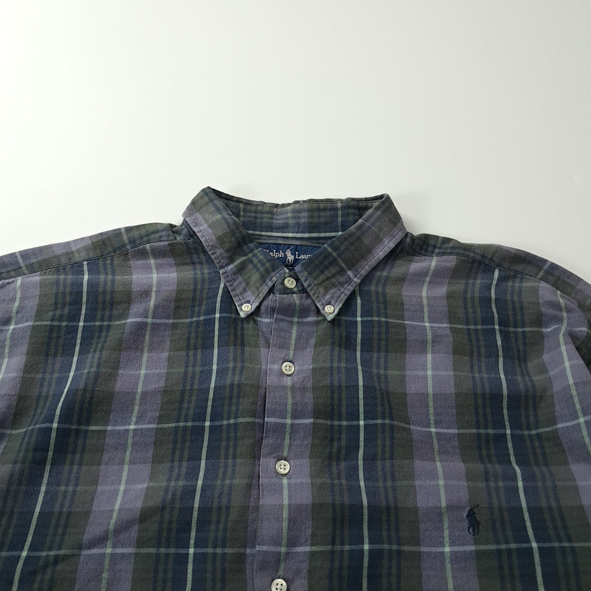 [BUNJANG] Polo 90s Madras Check Dusty Purple Shirt 2XLT / CK680 2XLT 폴로 90s 마드라스 체크 더스티퍼플 셔츠 남방