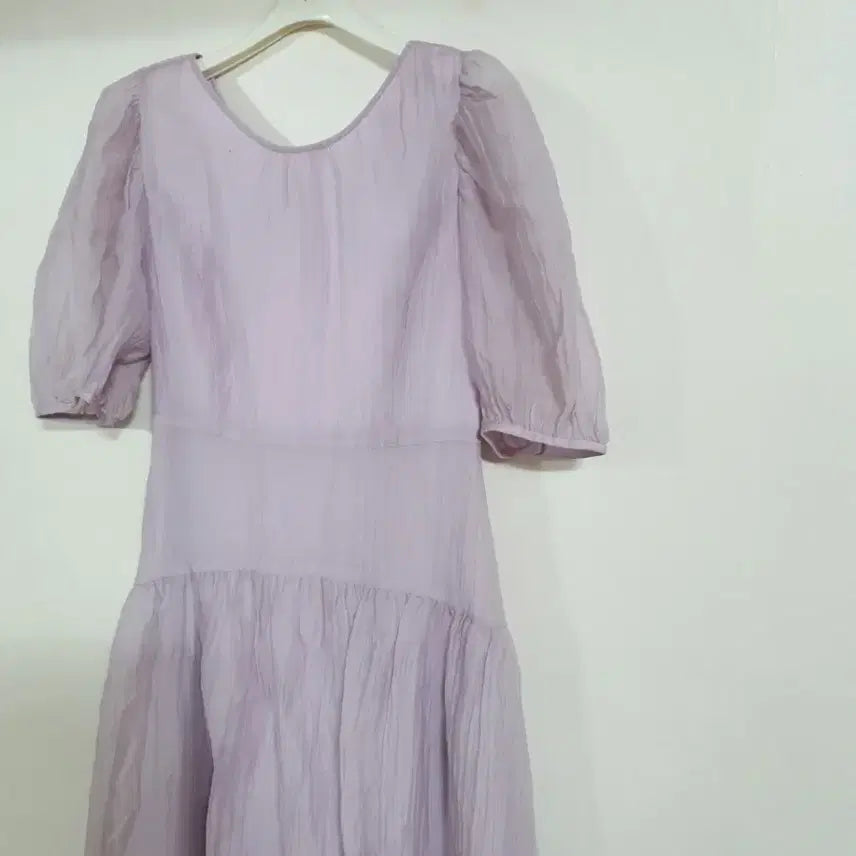[BUNJANG] It Michaa Purple Shirring Short-Sleeve Long Dress / 잇미샤 퍼플 셔링 반팔 롱 원피스