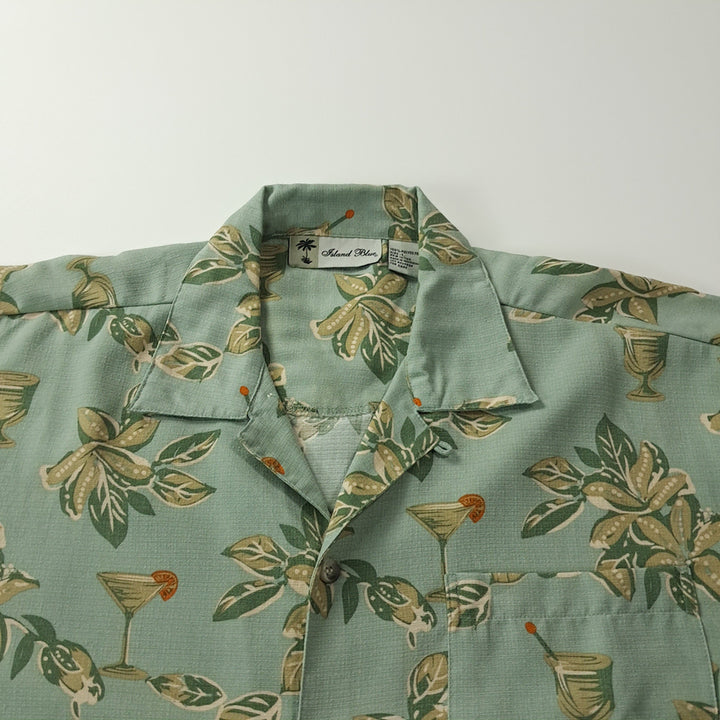 [BUNJANG] Island Blue 90s Tropical Sage Green Short Sleeve Resort Shirt (L) / CK684 L 아일랜드블루 90s 트로피컬 세이지그린 반팔 셔츠 남방