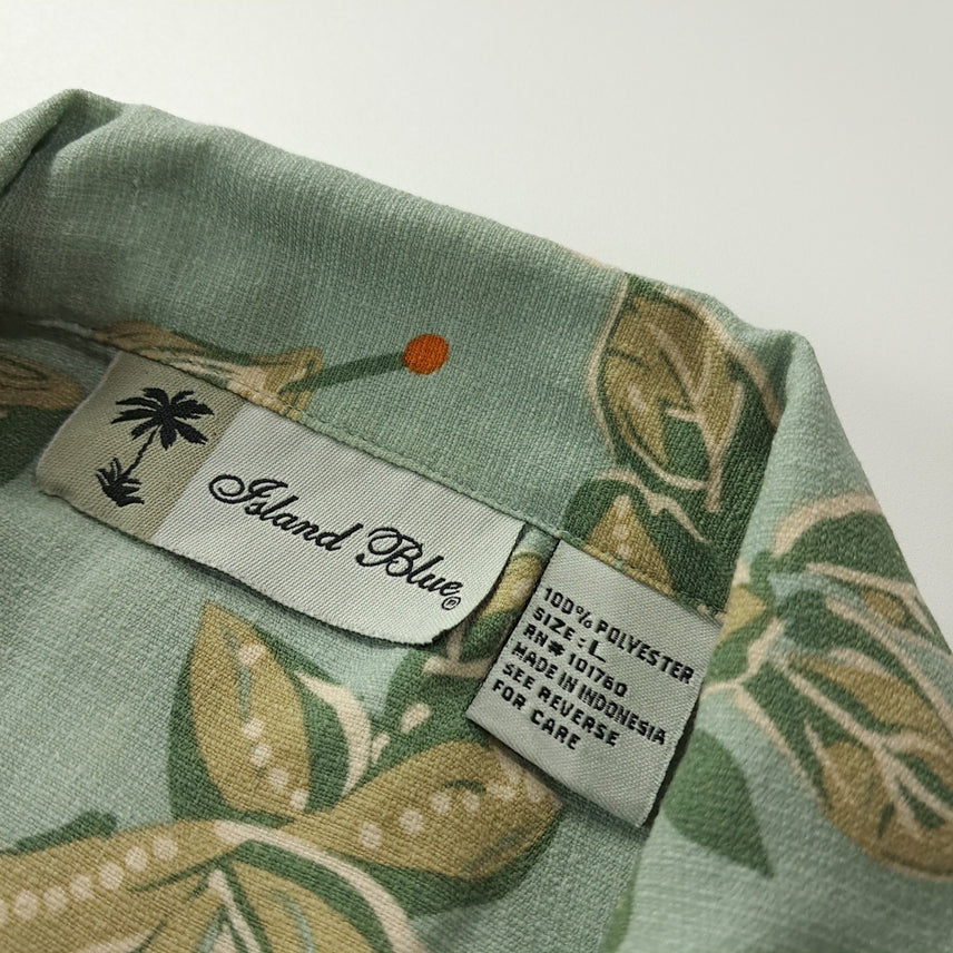 [BUNJANG] Island Blue 90s Tropical Sage Green Short Sleeve Resort Shirt (L) / CK684 L 아일랜드블루 90s 트로피컬 세이지그린 반팔 셔츠 남방