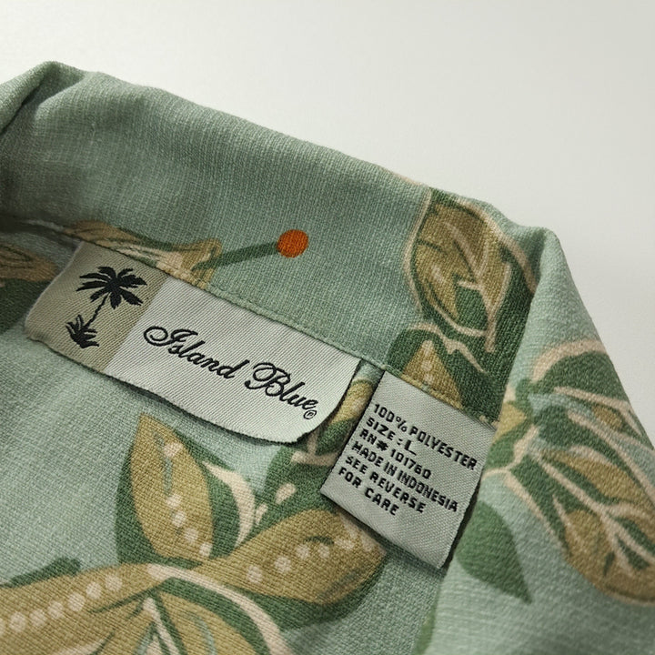 [BUNJANG] Island Blue 90s Tropical Sage Green Short Sleeve Resort Shirt (L) / CK684 L 아일랜드블루 90s 트로피컬 세이지그린 반팔 셔츠 남방