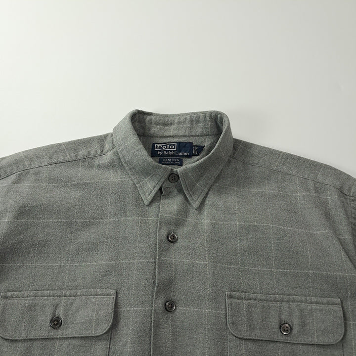 [BUNJANG] Polo Ralph Lauren Benford 90s US Edition Gray Check Short Sleeve Work Shirt XL / CK686 XL 폴로 90s 미국판 그레이체크 벤포드 반팔 워크 셔츠 남