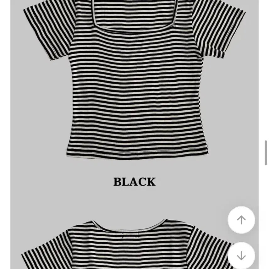 [BUNJANG] Slim Fit Striped Square Neck T-Shirt / 에이블리 통통 스판짱짱 말라핏 스퀘어넥 단가라티셔츠