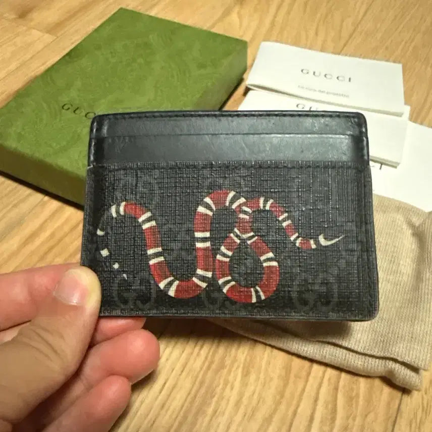 [BUNJANG] Gucci Kingsnake Card Holder Black Full Box / 구찌 킹스네이크 카드지갑 블랙 풀박스