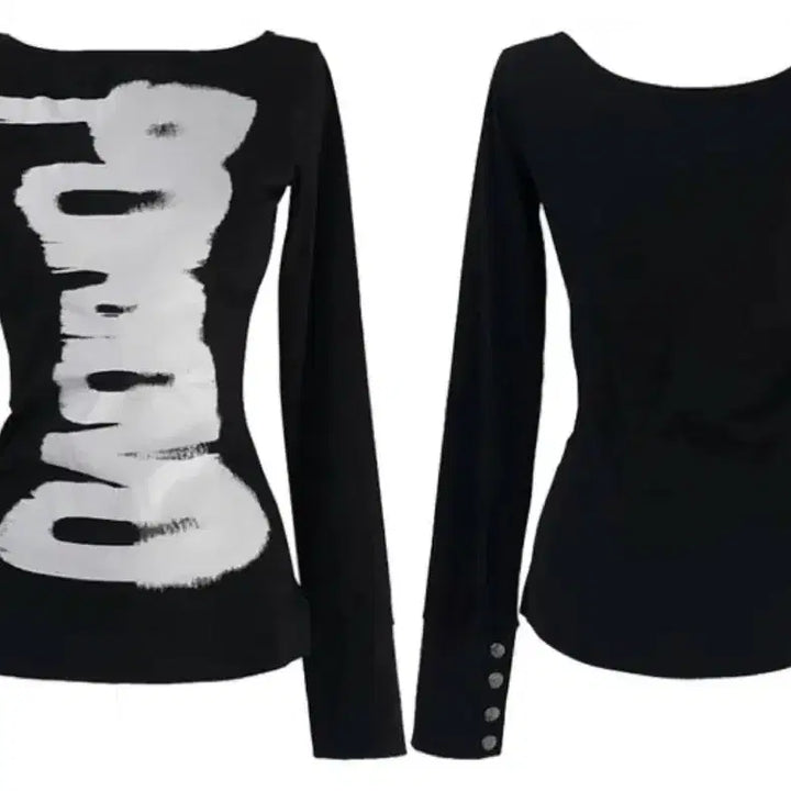 [BUNJANG] Lettering Long-Sleeve T-Shirt Black / 레터링 티 블랙