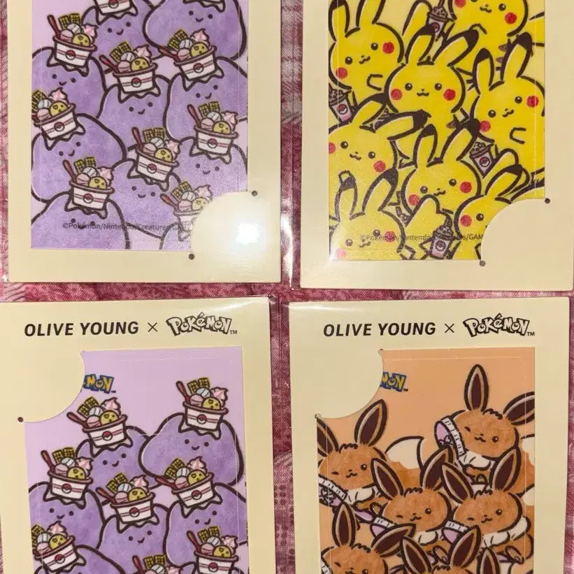 [BUNJANG] Pokemon Card Sticker 4 Set / 올리브영 포켓몬 카드스티커 4종 세트