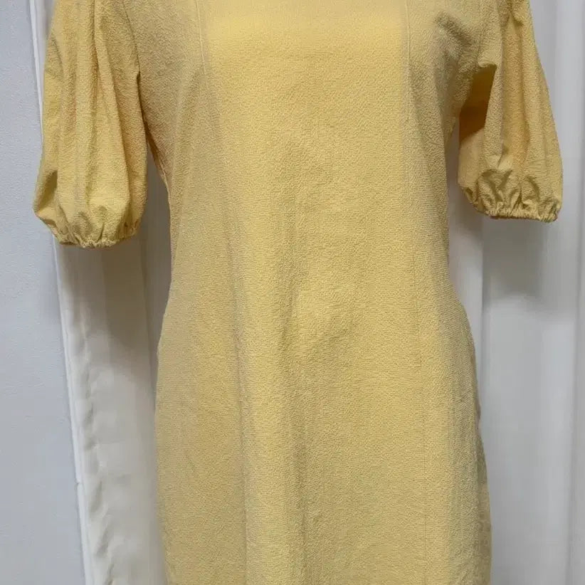 [BUNJANG] Yellow Square Neck Short Sleeve Long Dress / 옐로우 스퀘어넥 반팔 롱원피스