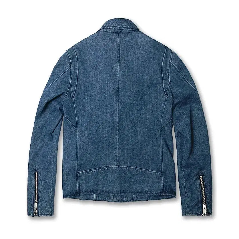 [BUNJANG] Beauty &amp; Youth Classic Mid Blue Denim Rider Jacket / 뷰티 앤 유스 [Beauty &amp; Youth] 클래식 미드블루 데님 자켓