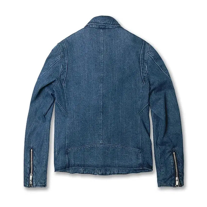 [BUNJANG] Beauty &amp; Youth Classic Mid Blue Denim Rider Jacket / 뷰티 앤 유스 [Beauty &amp; Youth] 클래식 미드블루 데님 자켓