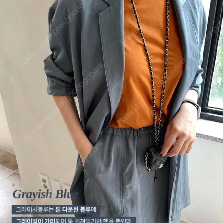 [BUNJANG] Fresh Label Relaxed Fit Loose Jacket - Grayish Blue / 프레쉬라벨 느낌셋업 자켓 그레이시블루 바스락봄여름랩루즈핏 오피스룩 출근룩