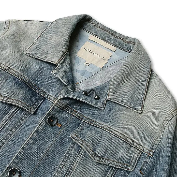 [BUNJANG] Siviglia Light Blue Cotton Denim Trucker Jacket / 시빌리아 [Siviglia] 연청 이태리 코튼 데님 트러커 자켓 청자켓
