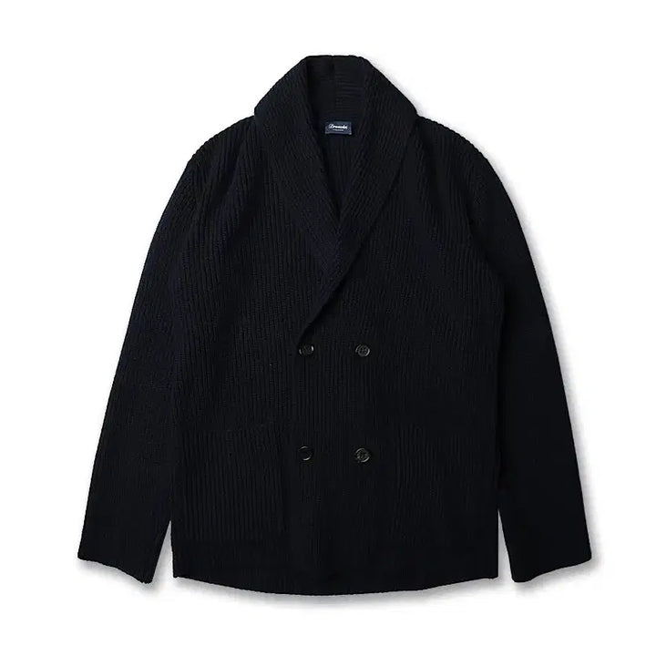 [BUNJANG] Drumohr Navy Lambswool Knit Double Cardigan / 드루모어 [Drumohr] 다크 네이비 램즈울 니트 더블 가디건