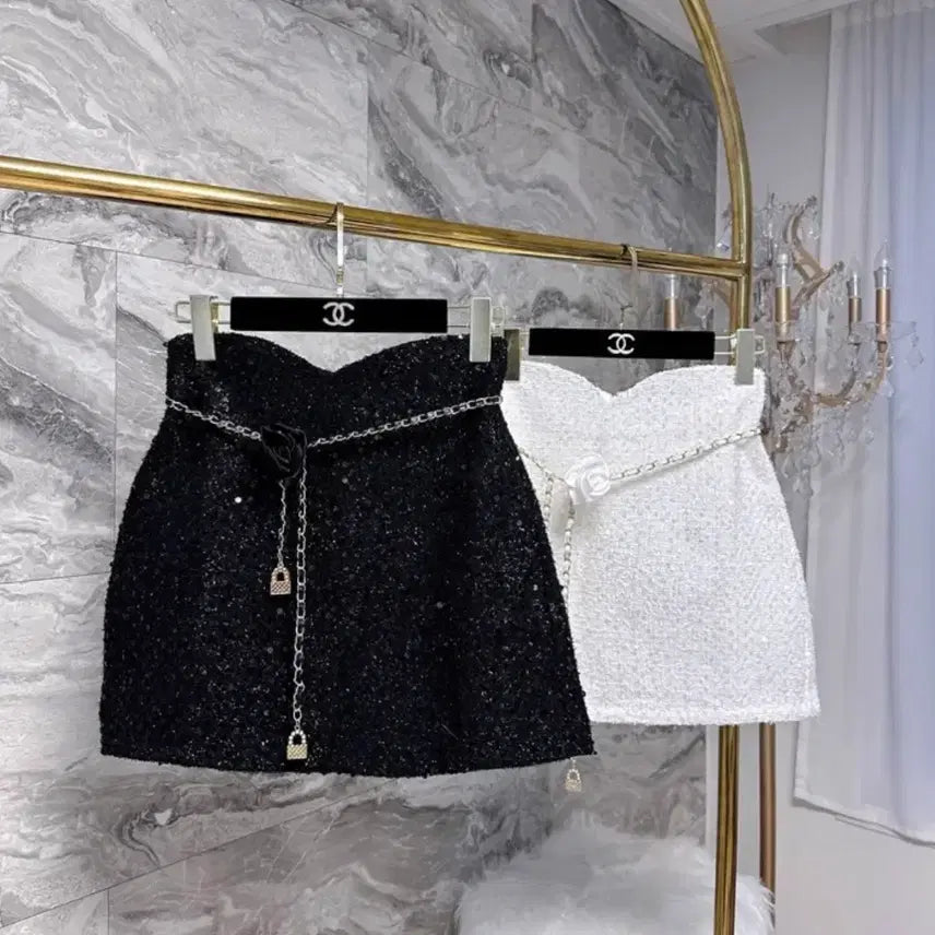 [BUNJANG] Rose Chain Mini Skirt - New Arrival / 장미 체인 벨트 미니스커트 새상품 하객룩 파티룩 홀복