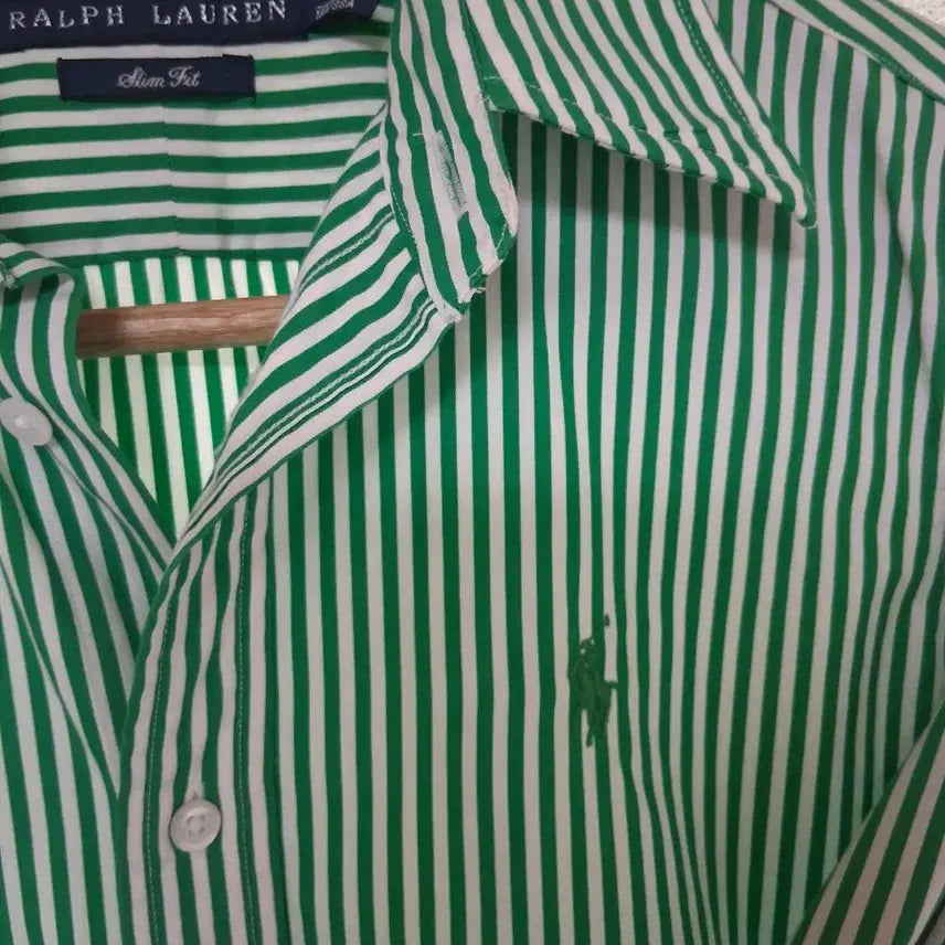 [BUNJANG] Polo Ralph Lauren Striped Shirt Green / 폴로 랄프로렌 스트라이프 셔츠 그린