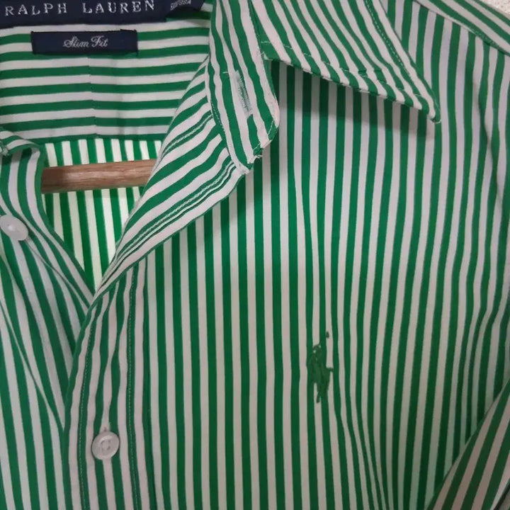 [BUNJANG] Polo Ralph Lauren Striped Shirt Green / 폴로 랄프로렌 스트라이프 셔츠 그린