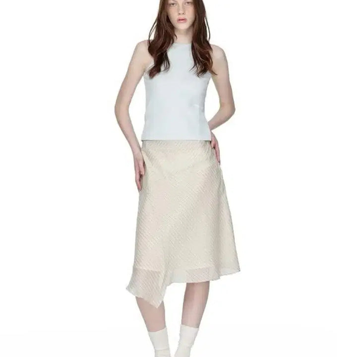 [BUNJANG] Sunburn Project Asymmetric Midi Skirt Beige / 썬번프로젝트 ASYMMETRIC MIDI SKIRT, 베이지