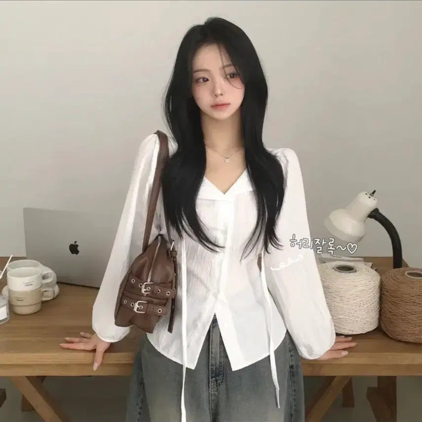 [BUNJANG] Long Sleeve Blouse / 긴팔 블라우스